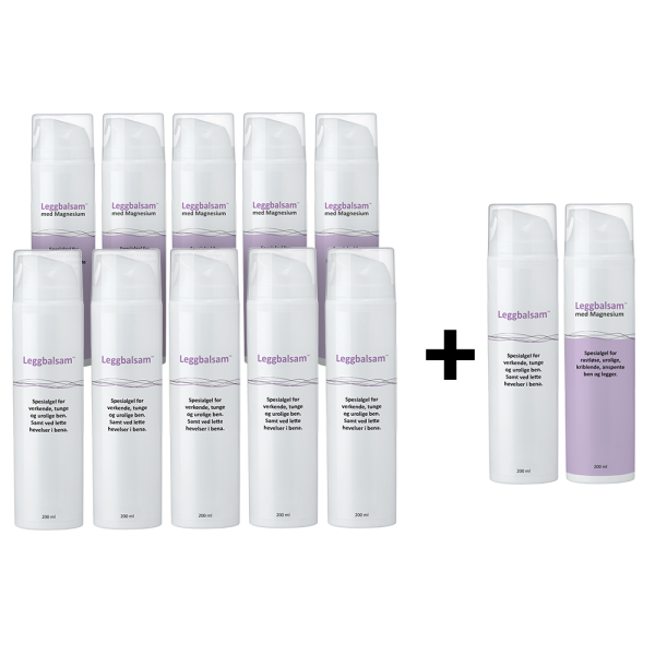 10 + 2 - 5 stk Leggbalsam 200 ml + 5 stk Leggbalsam med magnesium 200 ml